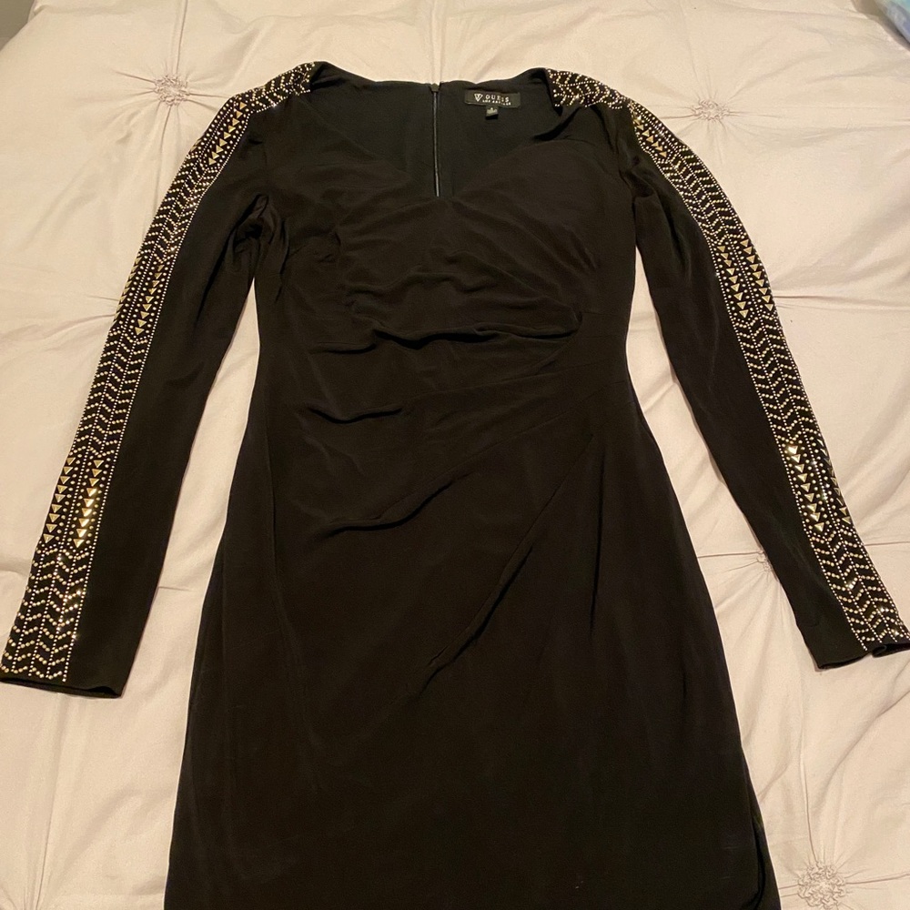 Black dress with gold embellishments